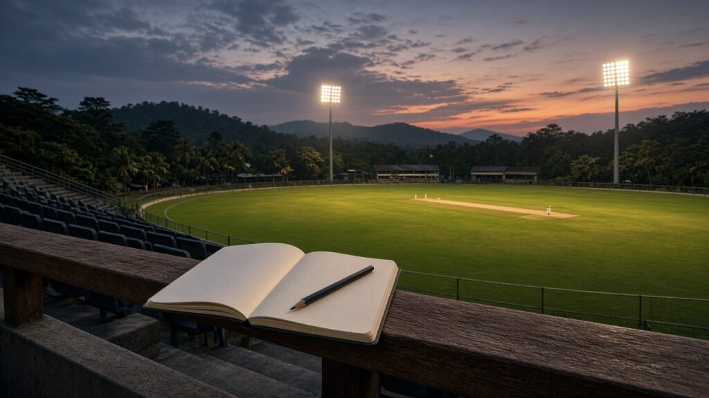 Evening cricket ground in Malaysia used to introduce the Drem Fantasy App